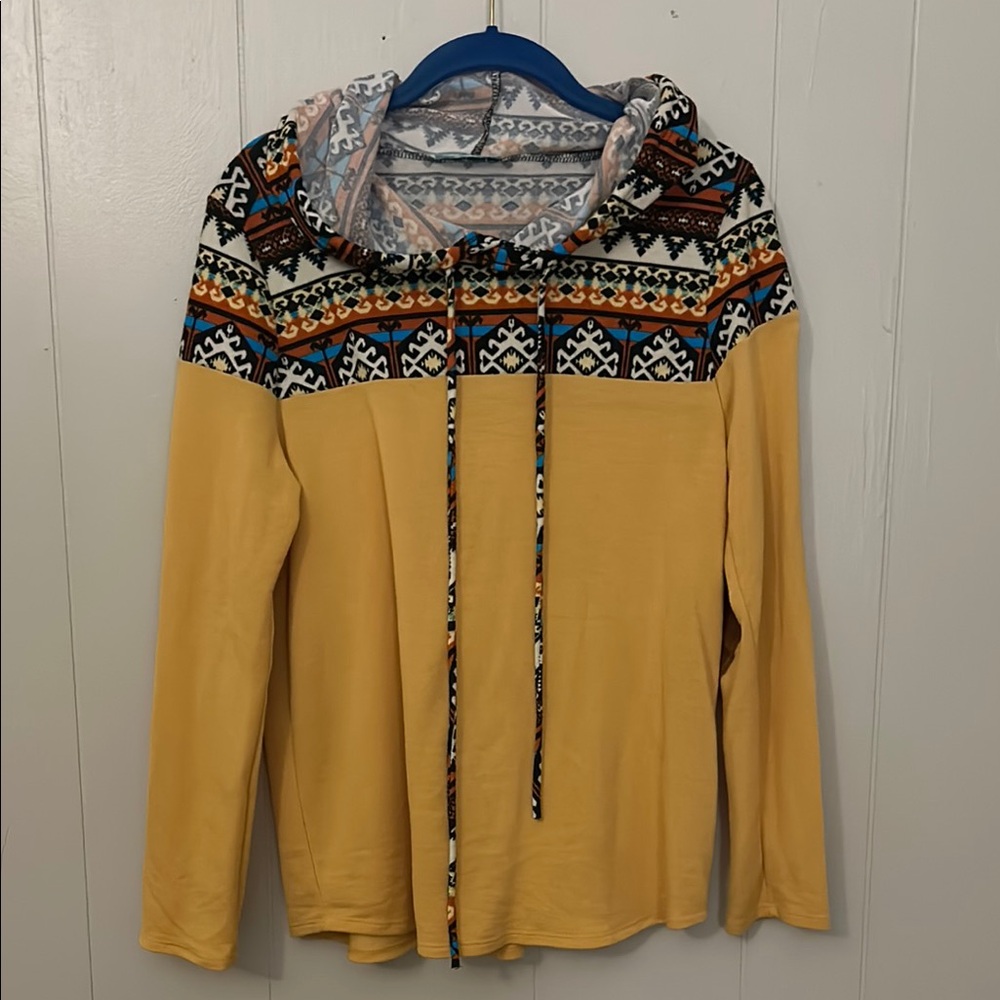 Tribal Print Yellow Hoodie